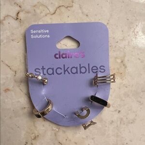 Claire's Gold and Black Stackable Rings